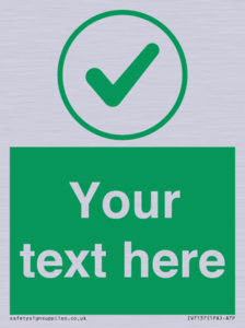 Custom green background, green tick in circle sign